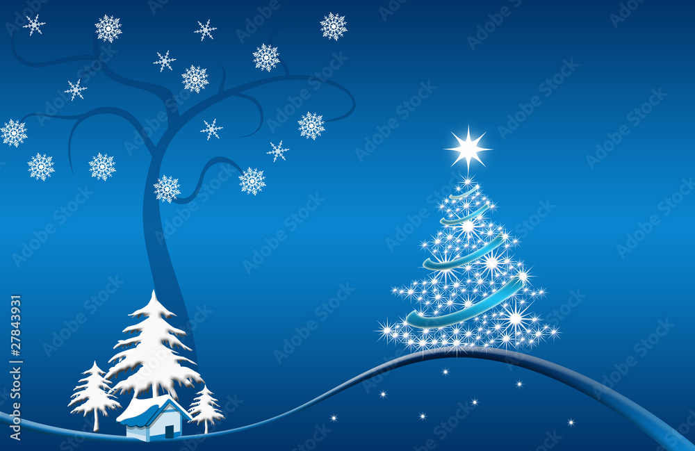 Christmas, xmas, Weihnachtsbaum, Santa Claus blau weiss