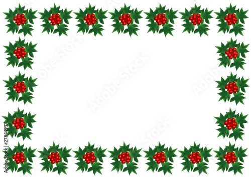 Frame with Sprig of European holly, place for text