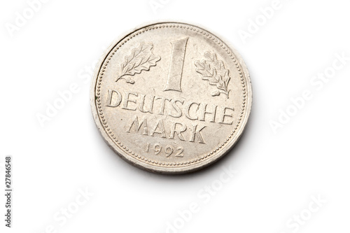 Old german coin isolated on white background photo