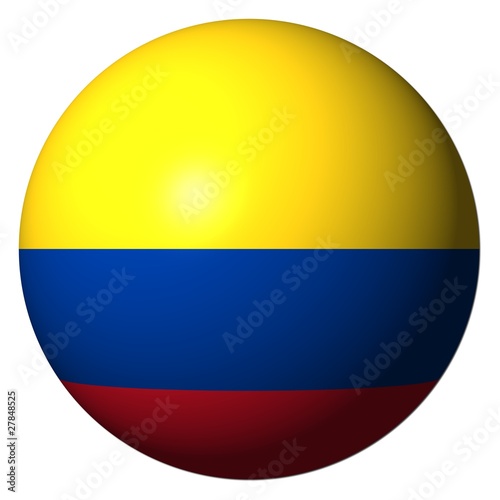 Colombia flag sphere isolated on white illustration