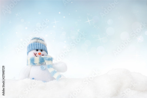 Snowman on the winter background