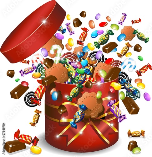 Scatola Caramelle Cioccolato e Biscotti-Candies Gift-Vector