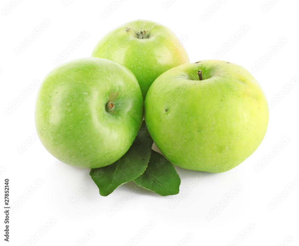 Green apple with leaf Green apple with leaf