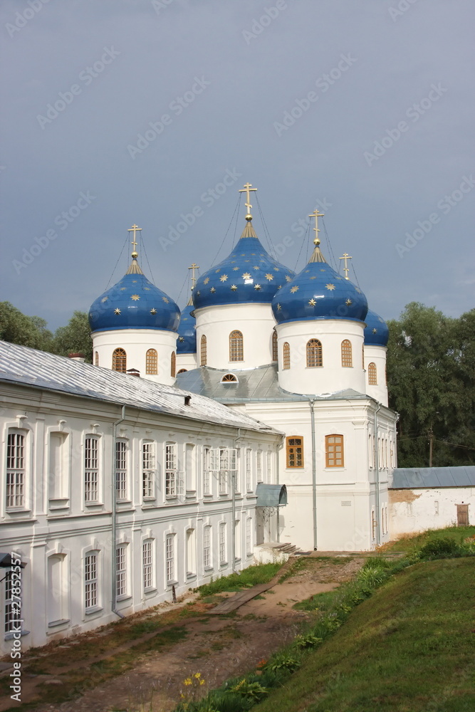 temple on a background blue sky, city, Great, Novgorod, Russia