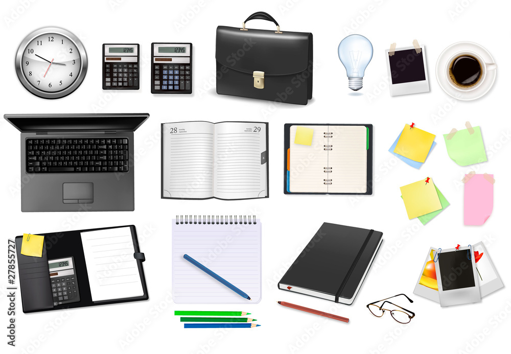 Business and office supplies. Vector.