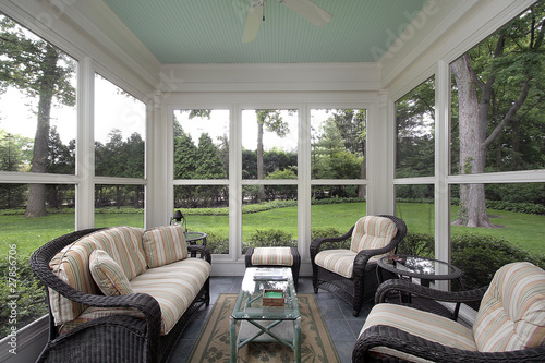 Porch with wicker furniture photo