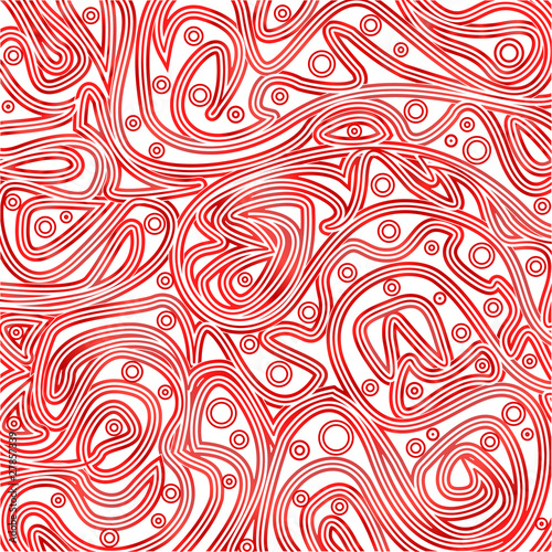 Pattern of tangled lines and rounds on white background