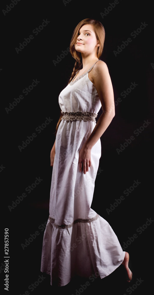Young woman in linen cloth Young woman in linen cloth