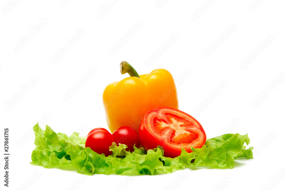 vegetable still life on white background vegetable still life on white background