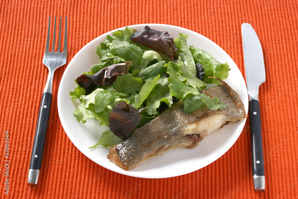 fried flounder with salad fried flounder with salad