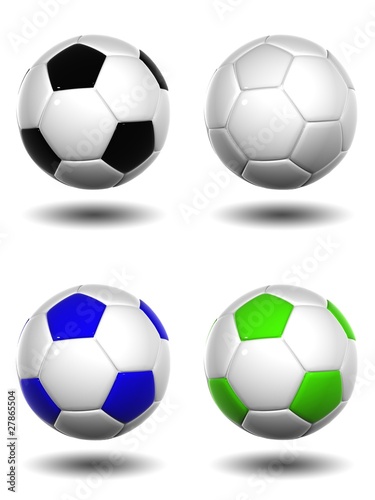 High resolution 3D soccer balls isolated on white