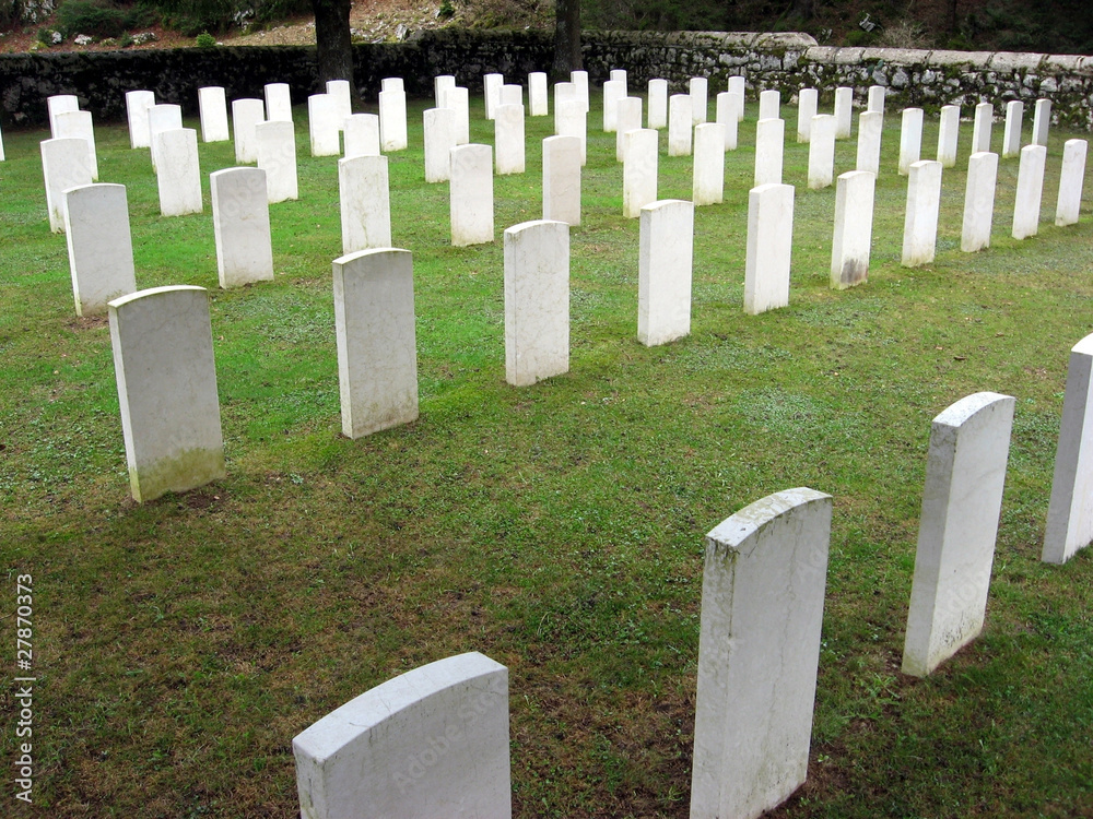 headstones in the cemetery