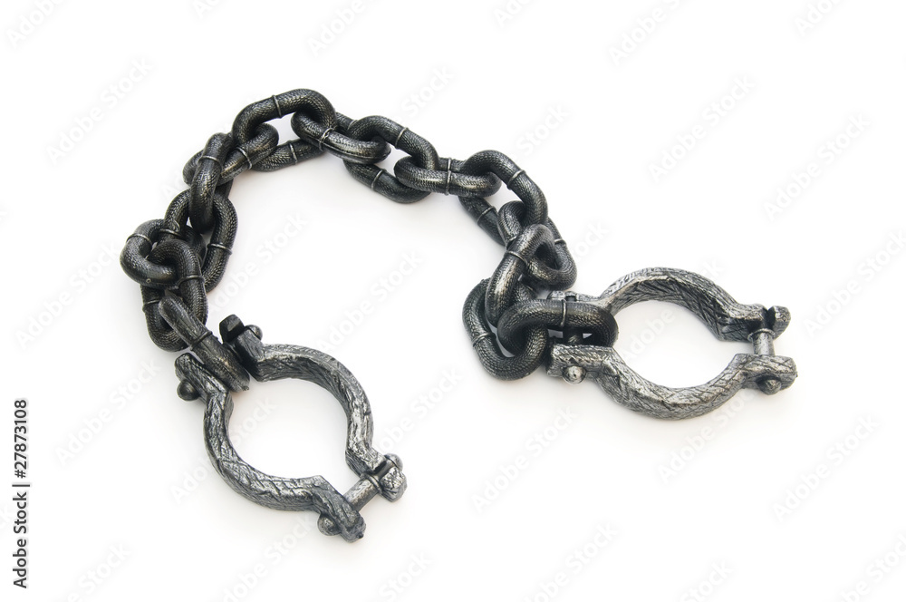 Fototapeta premium Metal shackles isolated on the white background