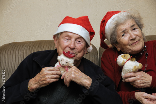 Senior couple celebrating christmas