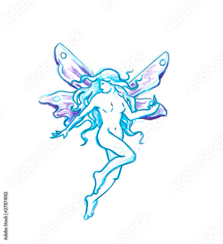 Tattoo art, sketch of a fairy
