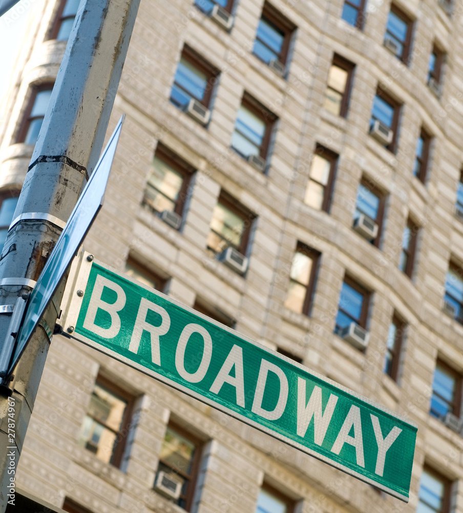 Famous broadway street signs in downtown New York