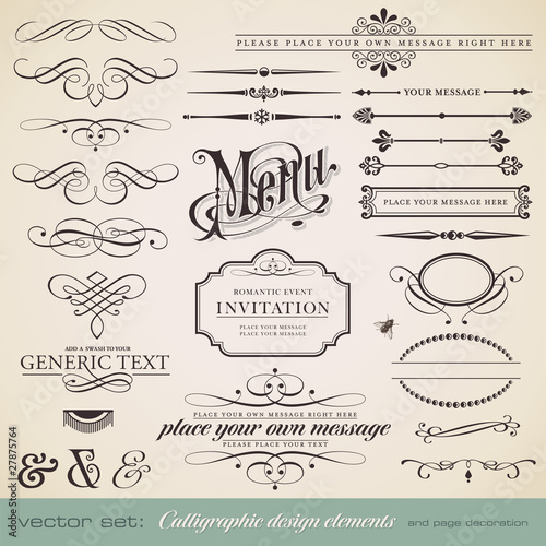 vector set: calligraphic elements and page decoration
