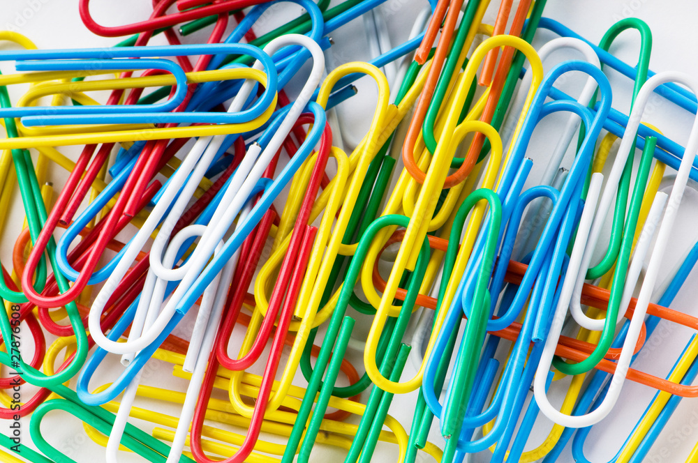 Close up of many colourful paper clips Close up of many colourful paper clips