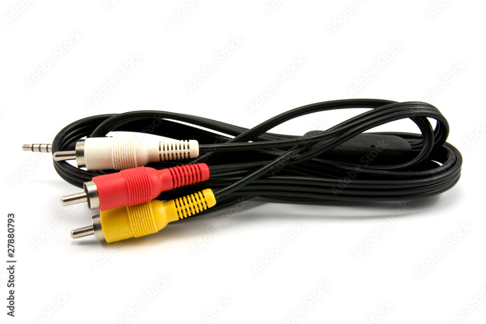 Audio visual cables isolated on white background Audio visual cables isolated on white background