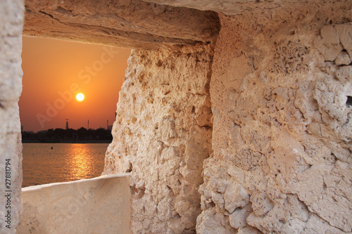 Sunset from the eastern tower of Arad fort, bahrain