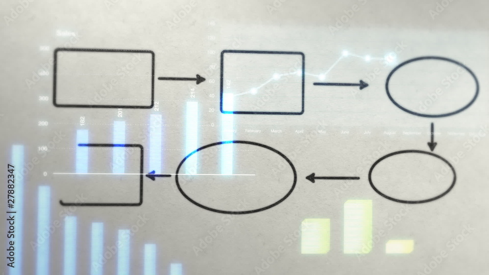 Drawing diagram with business chart projection