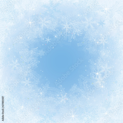 Frame with snowflakes and frosty patterns