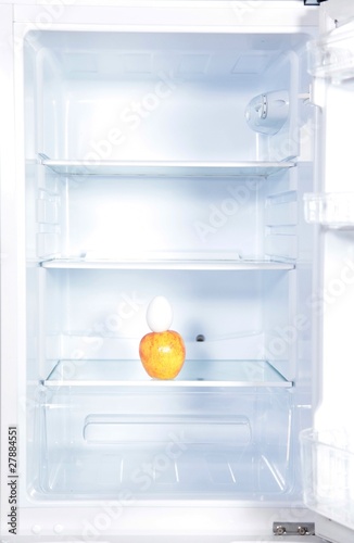 Ein Apfel und ein Ei in einem Kühlschrank :-)