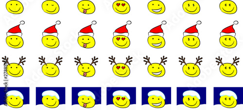 set of christmas smileys