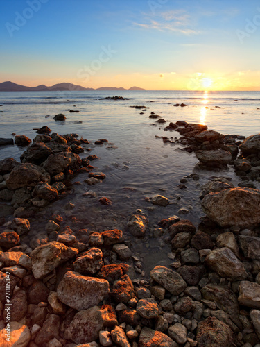 sunrise on the rocky coast of Black sea