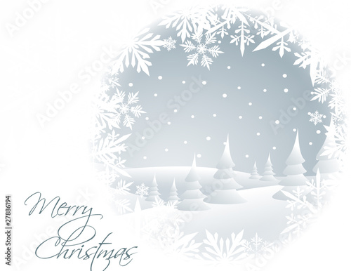 Winter card with snowy landscape