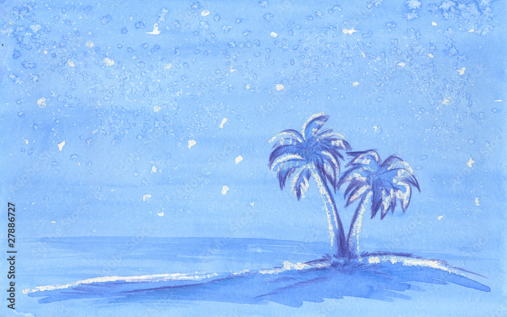 Obraz premium Palme in blu sotto la neve