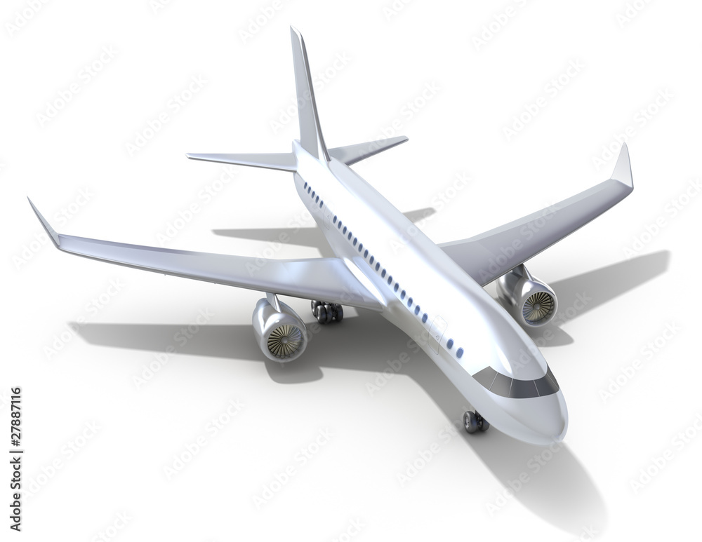 Airplane on white background. 3D image. My own design. Airplane on white background. 3D image. My own design.