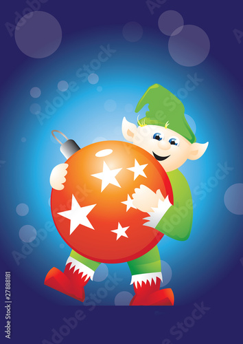 elf carrying bauble vector 2