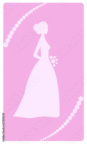 Pink silhouette of a bride
