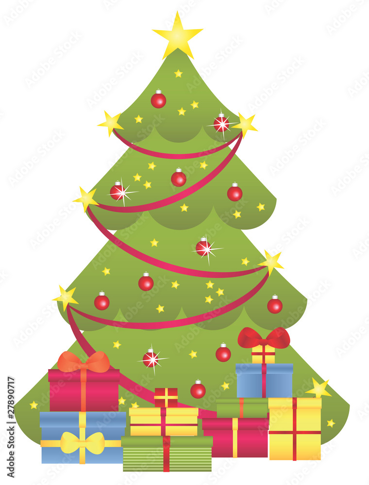 Cute decorated xmas tree with presents Cute decorated xmas tree with presents