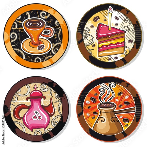 drink coasters - coffee, tea, yerba mate theme