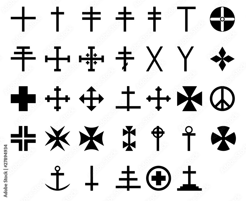 Illustration showing the 33 cross symbols