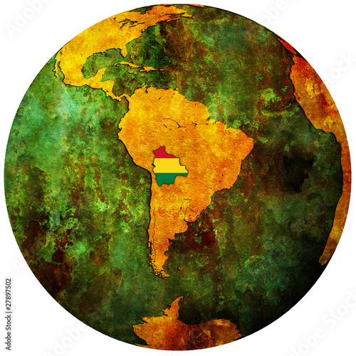 Fotografia bolivia flag on globe map