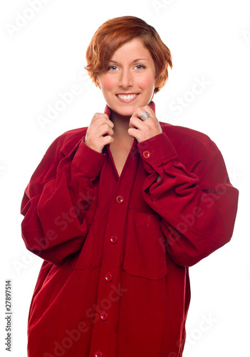 Pretty Red Haired Girl Wear...
