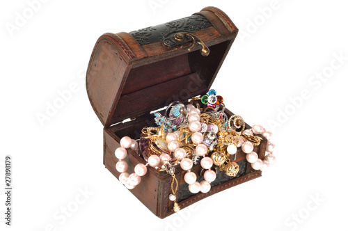 Treasure chest with jewelry