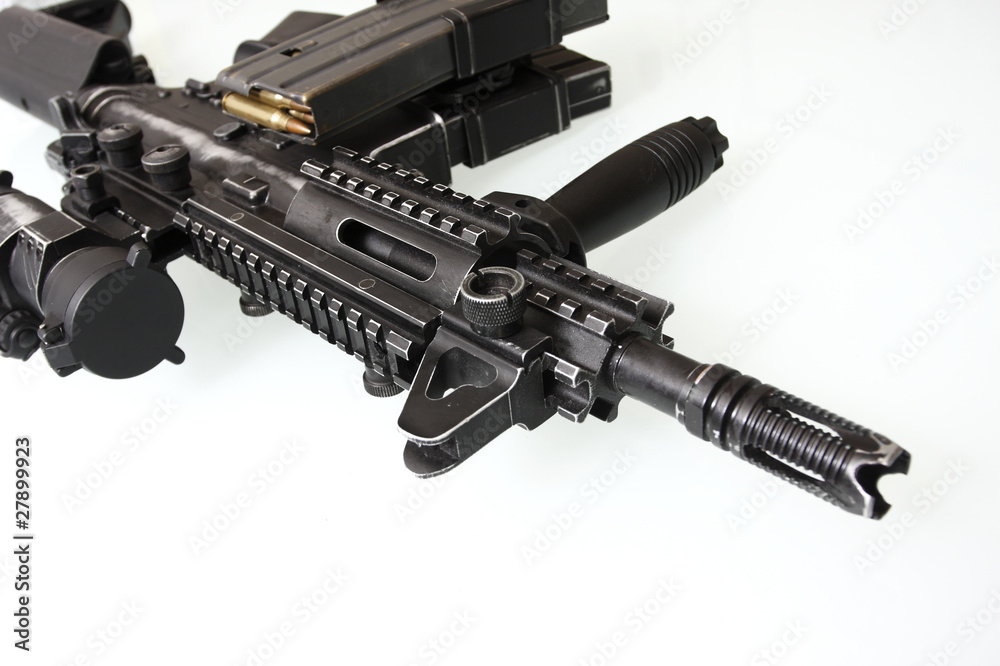 Heavily used military M16 rifle with short barrel Stock Photo | Adobe Stock