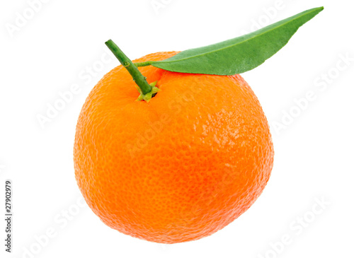 Tangerine with a green leaflet