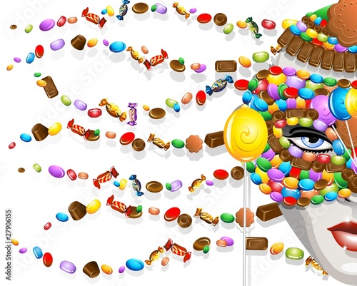 Maschera di Caramelle-Candies Carnival Mask Background-2-Vector
