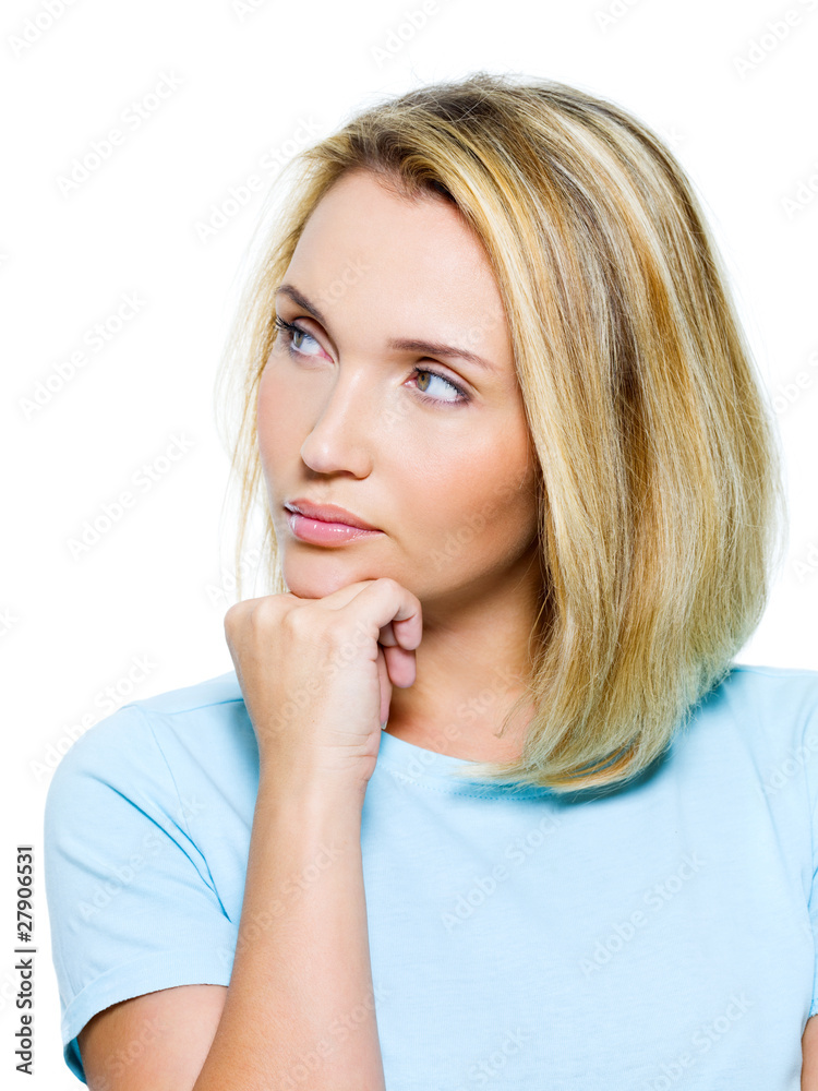 Portrait of an young thinking woman Portrait of an young thinking woman