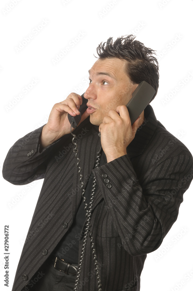 Business-Punk hat Stess beim telefonieren Business-Punk hat Stess beim telefonieren