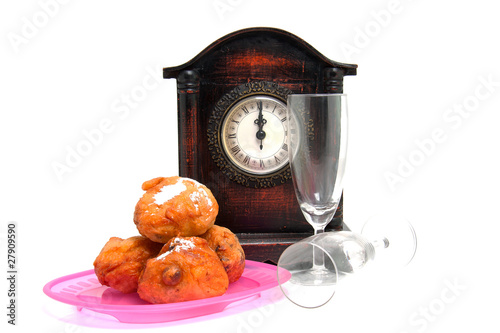 typical Dutch tradition on new years eve over white background photo