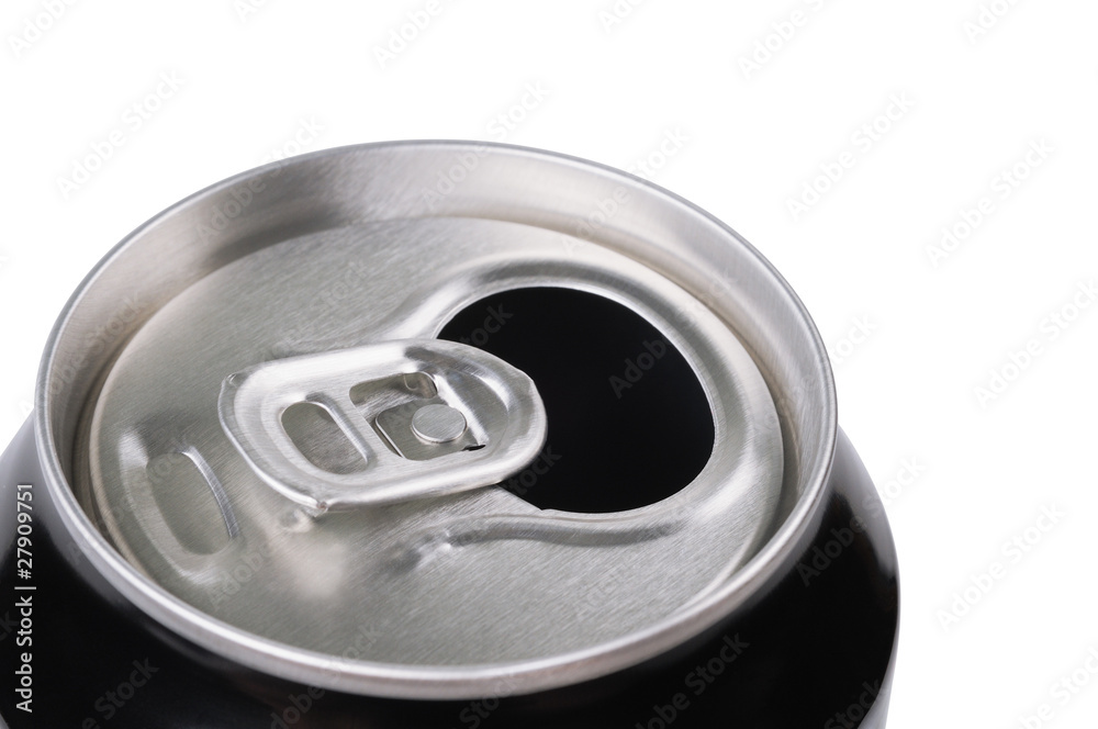 Opened aluminum can for soft drinks or beer Opened aluminum can for soft drinks or beer