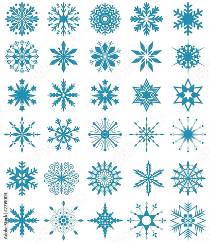 Set of blue snowflakes