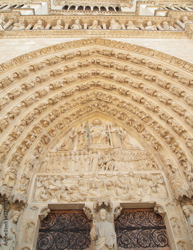 The facade of Notre Dame in Paris