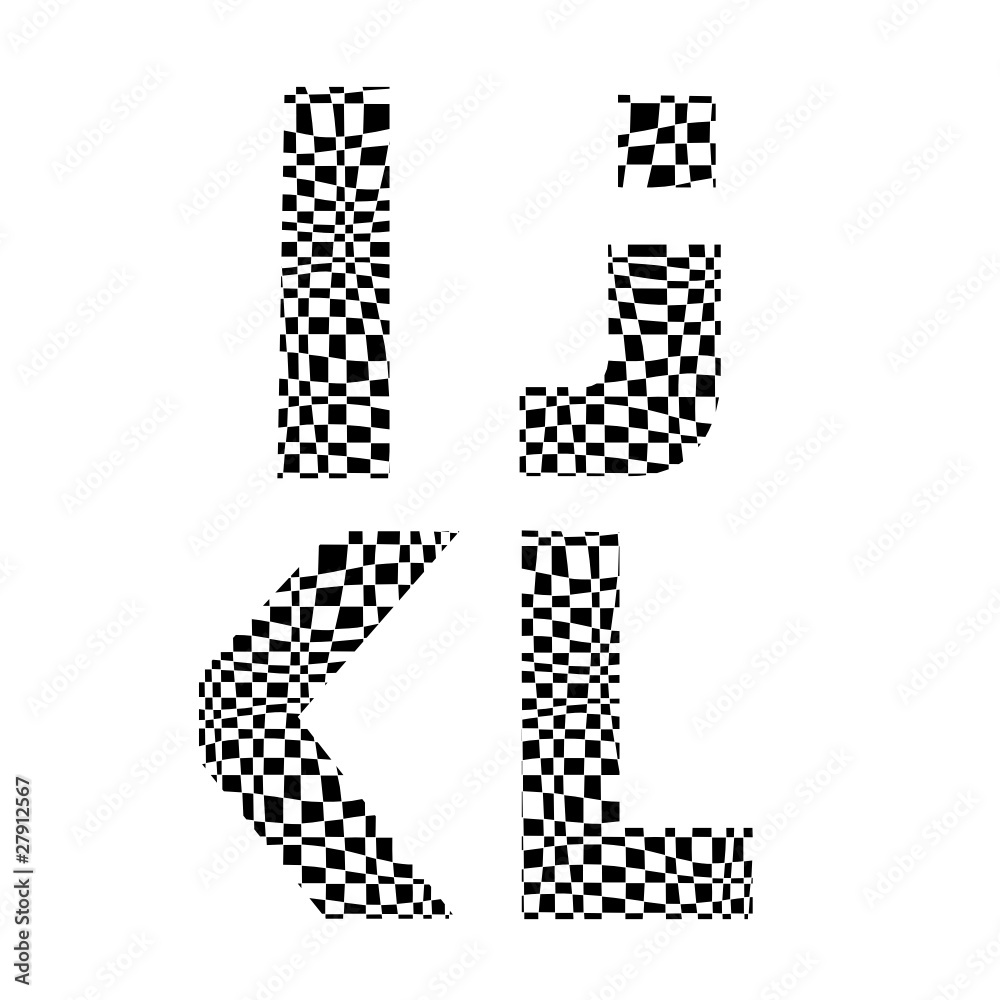 letters I, J, K, L vector illustrations